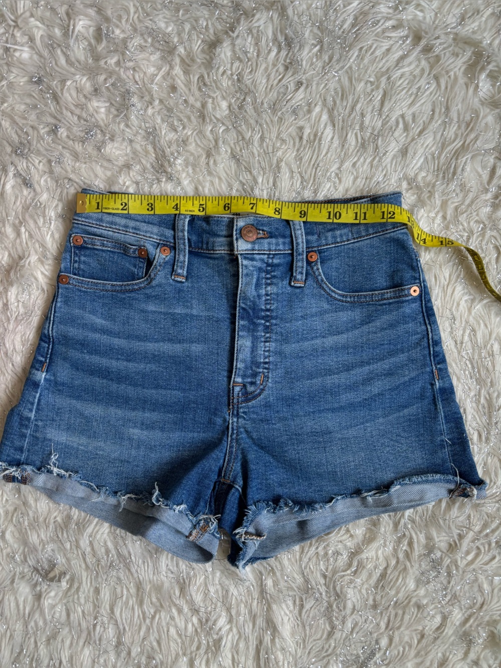 High-Rise Denim Shorts - Blue - Picture 7 of 10